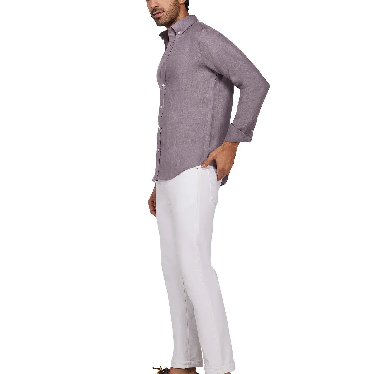 100% Linen Shirt - Taupe, photo 4 of 4