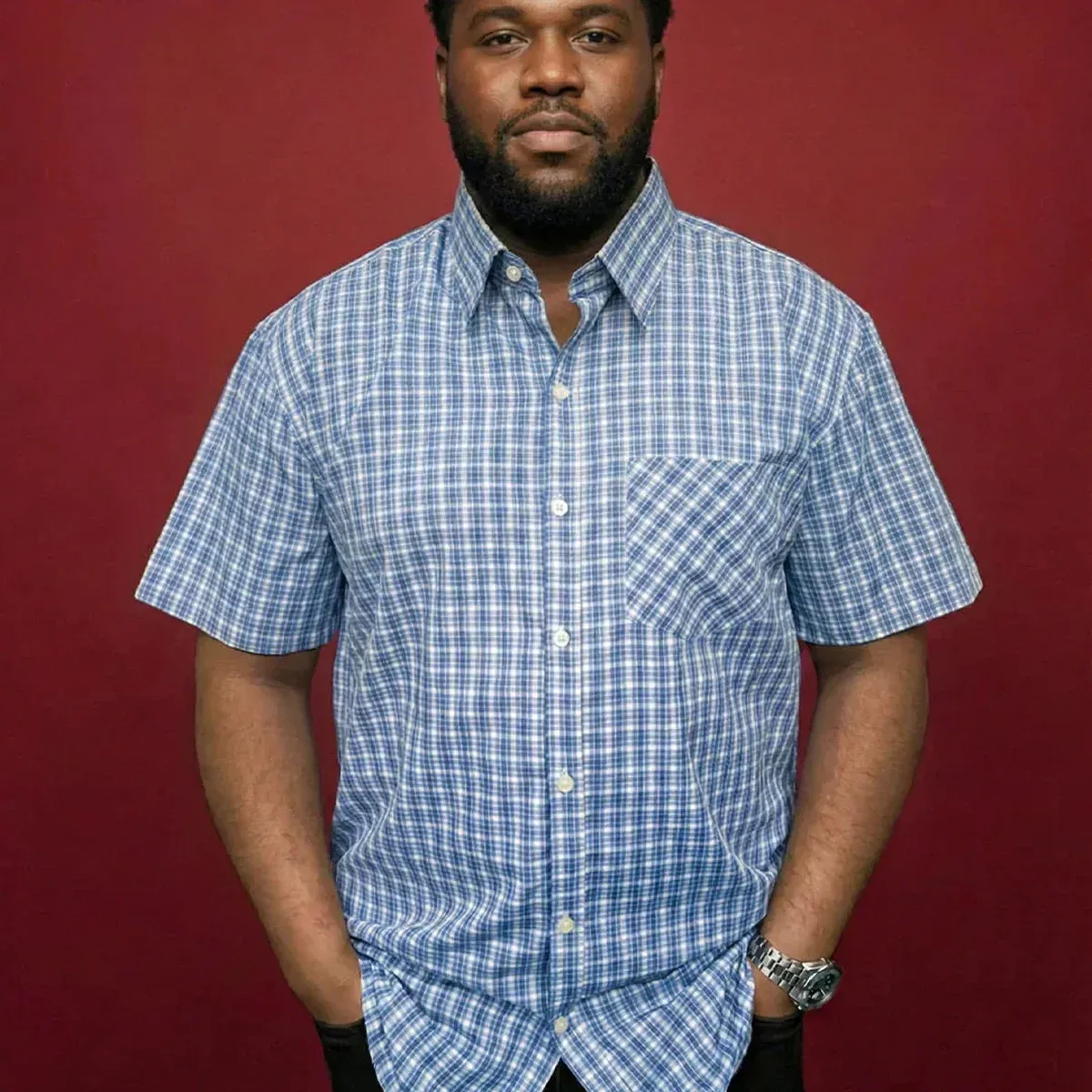 Men Plus Size Shale Multicolor Checkered Casual Shirt, photo 1 of 4