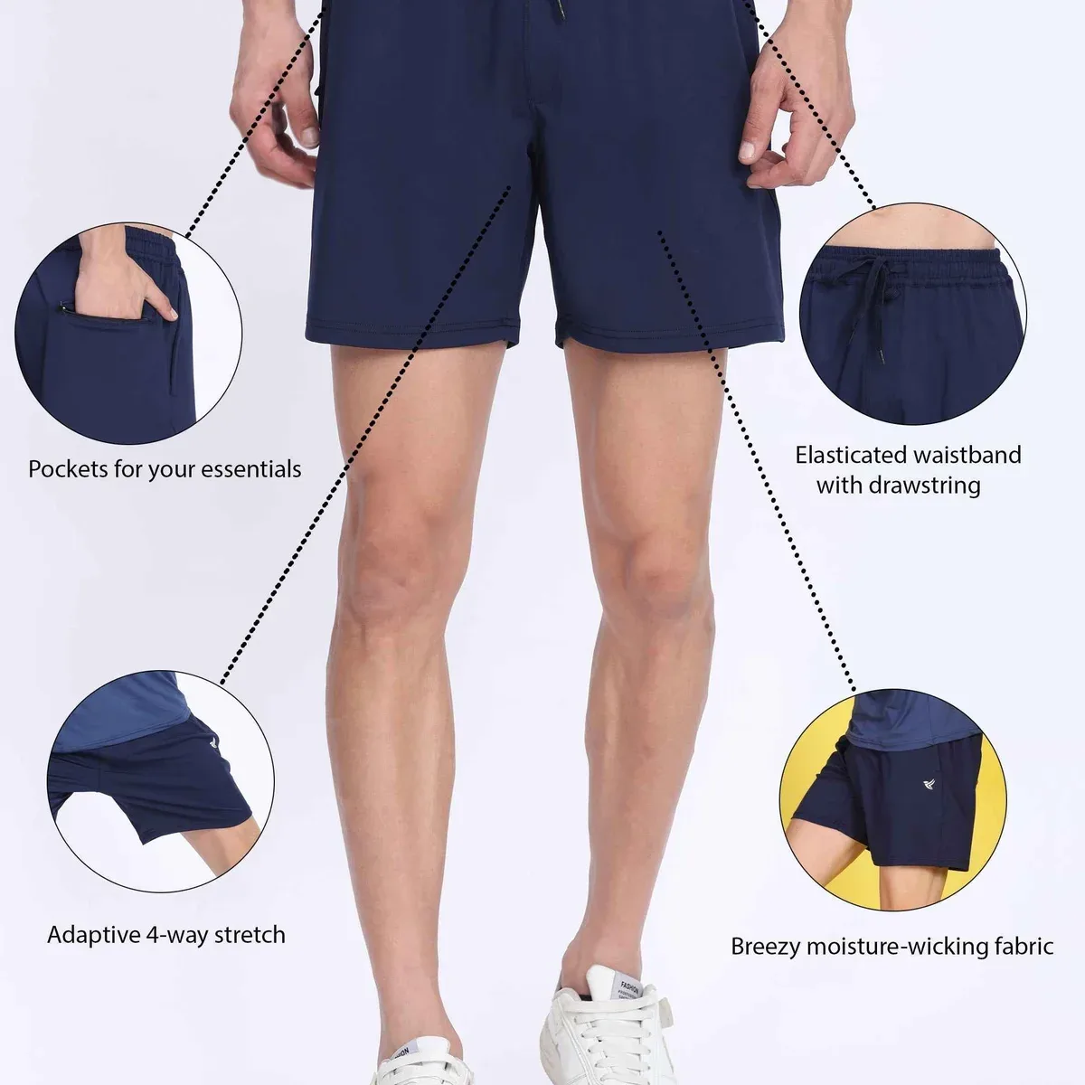 Dpassion Men Training Shorts Navy Quick Dry Gym Activewear, photo 2 of 4