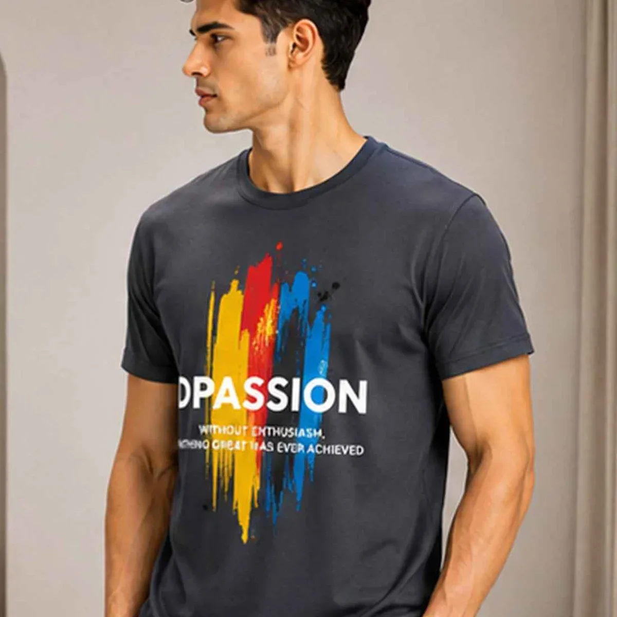 Men's Quick Dry Sports T-Shirt | Printed Gym Workout Running Training Activewear Tee (Grey), photo 3 of 4
