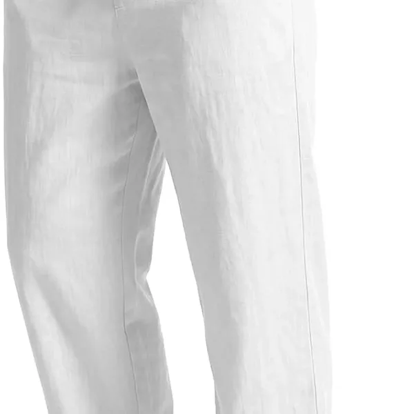 PIDOGYM Men's Cotton Linen Pants Summer Beach Pants Golf Dress Trousers | Casual, Lightweight, Drawstring Elas