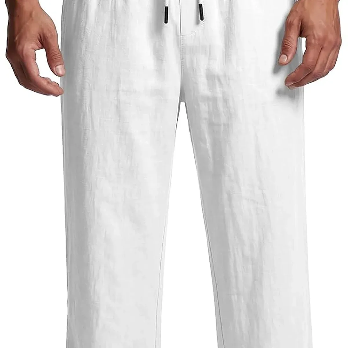 PIDOGYM Men's Cotton Linen Pants Summer Beach Pants Golf Dress Trousers | Casual, Lightweight, Drawstring Elas, photo 2 of 4