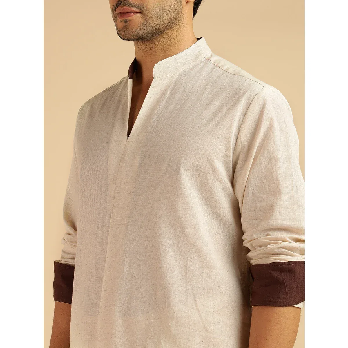 Premium Off White Solid Pure Cotton Shirt With Pants Co-Ord Set for Men, photo 2 of 4