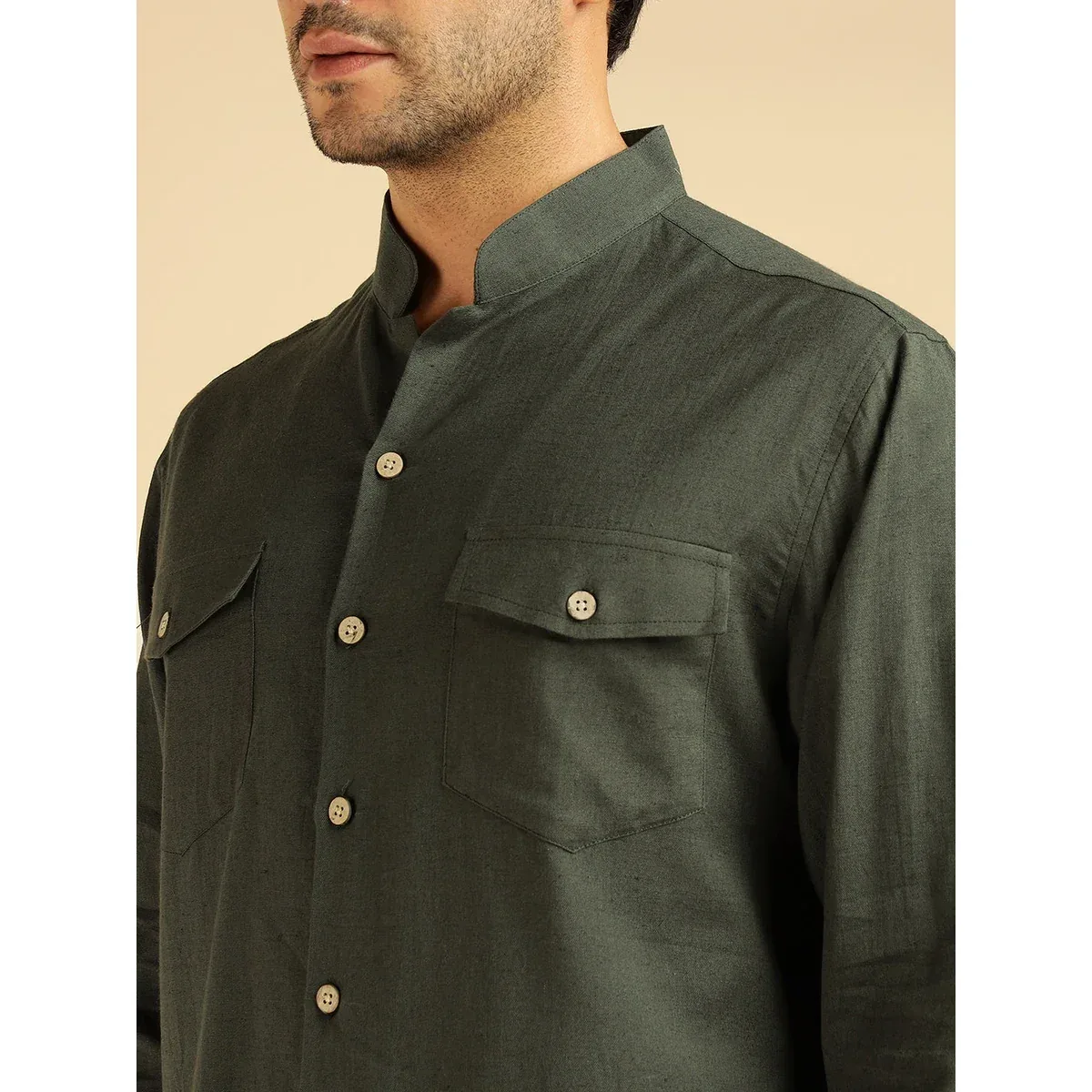 Premium Charcoal Solid Pure Cotton Shirt With Pants Co-Ord Set for Men, photo 2 of 4