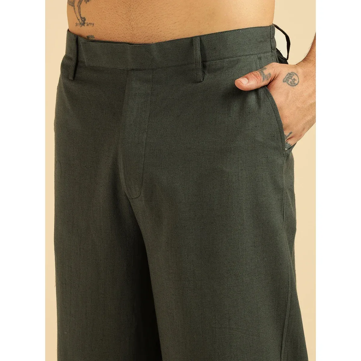 Premium Charcoal Solid Pure Cotton Shirt With Pants Co-Ord Set for Men, photo 3 of 4