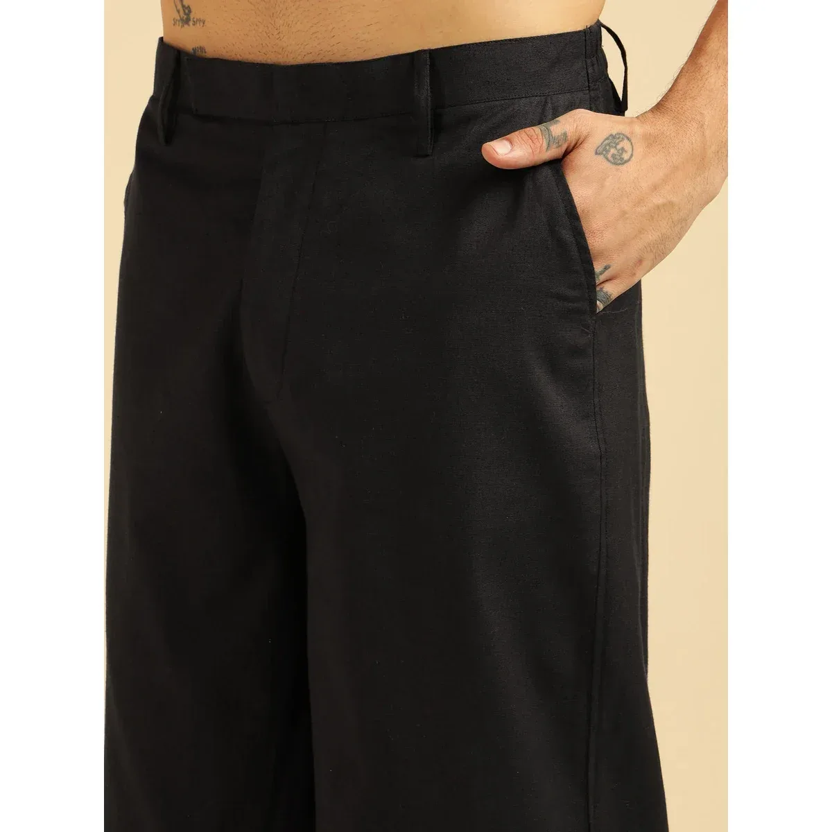 Premium Black Solid Pure Cotton Shirt With Pants Co-Ord Set for Men, photo 3 of 4