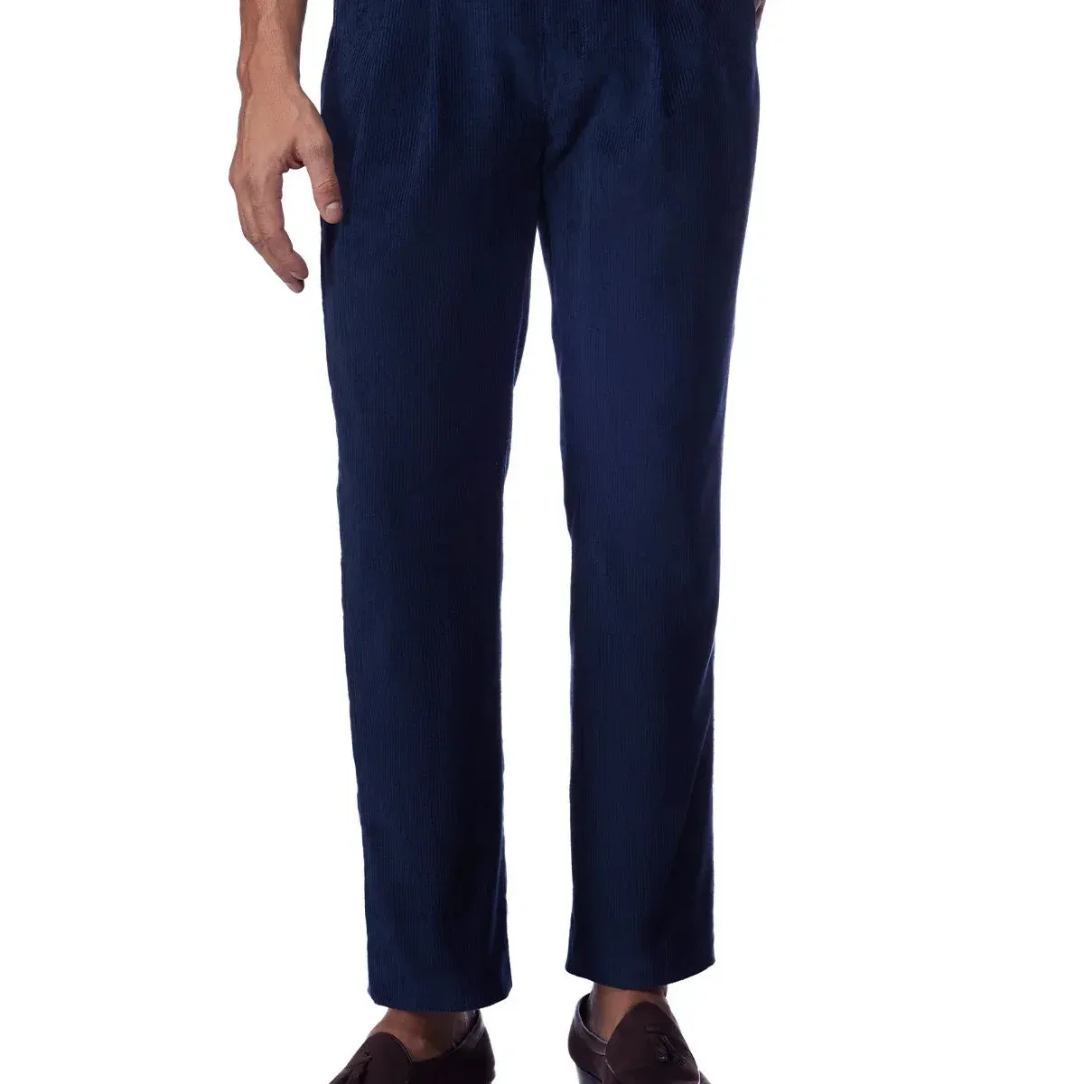 Sierra Corduroy Pleated Chinos - Navy, photo 1 of 4