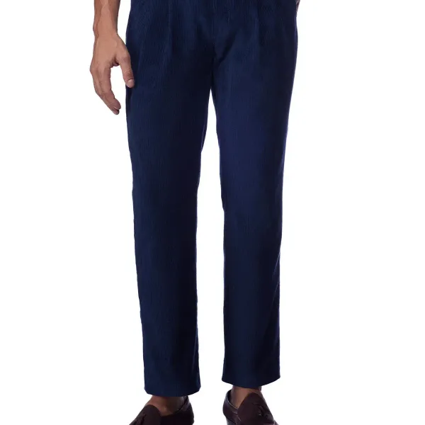 Sierra Corduroy Pleated Chinos - Navy