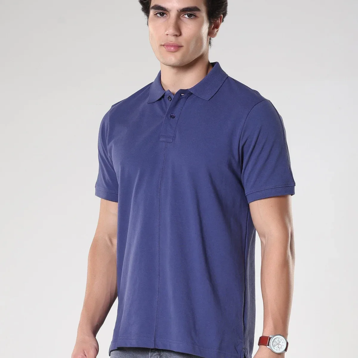Odessa - Plain Polo T-Shirt- Blue, photo 1 of 4