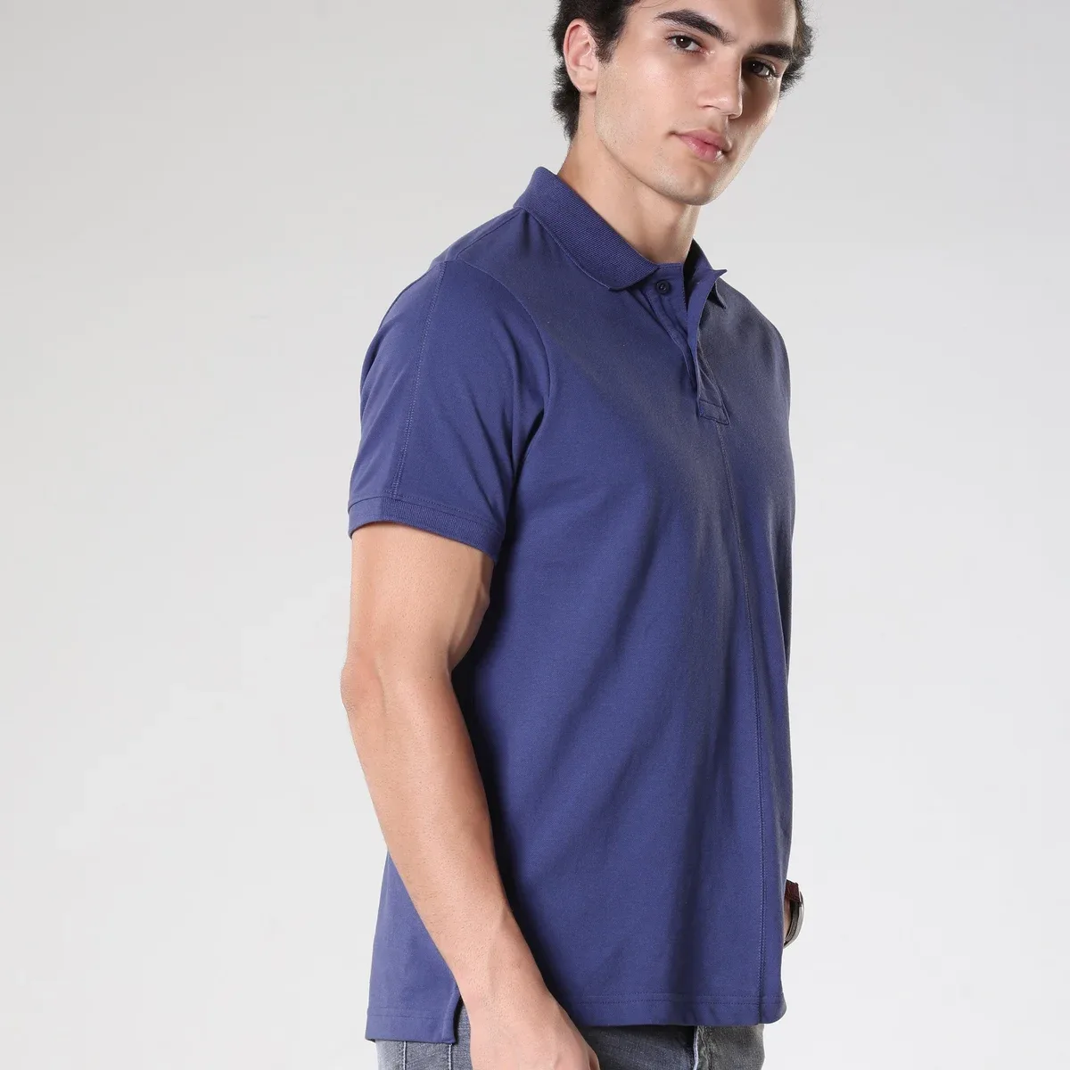 Odessa - Plain Polo T-Shirt- Blue, photo 4 of 4