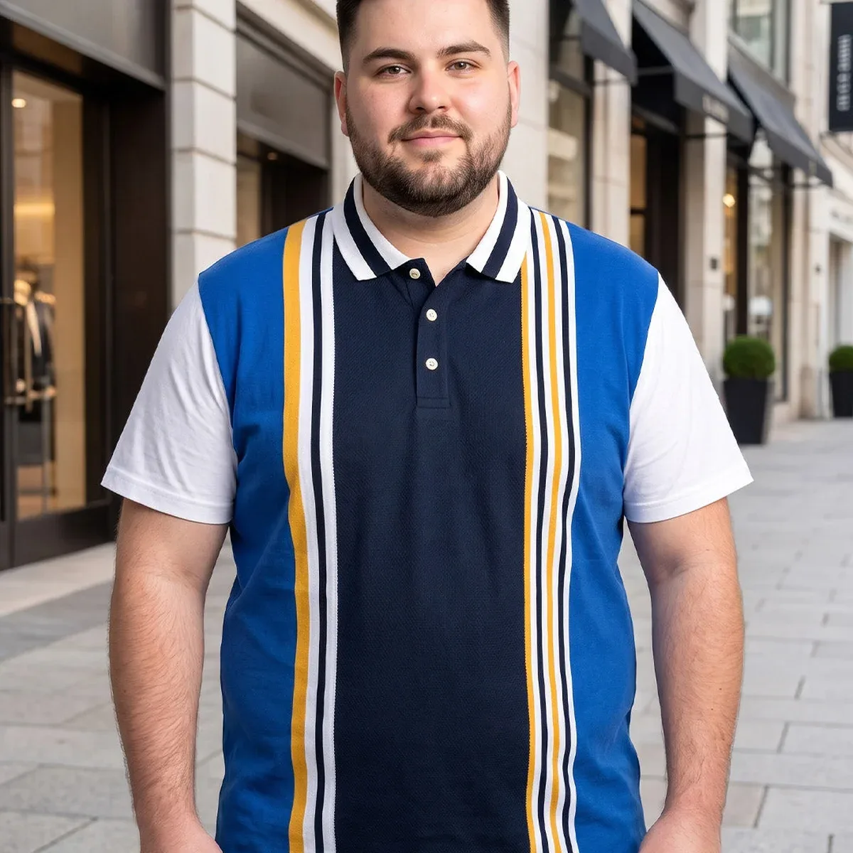 Men Plus Size Blugold Multi Colorblock Polo T-Shirt, photo 1 of 4