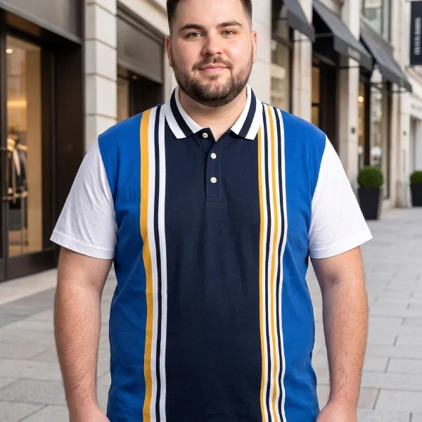 Men Plus Size Blugold Multi Colorblock Polo T-Shirt