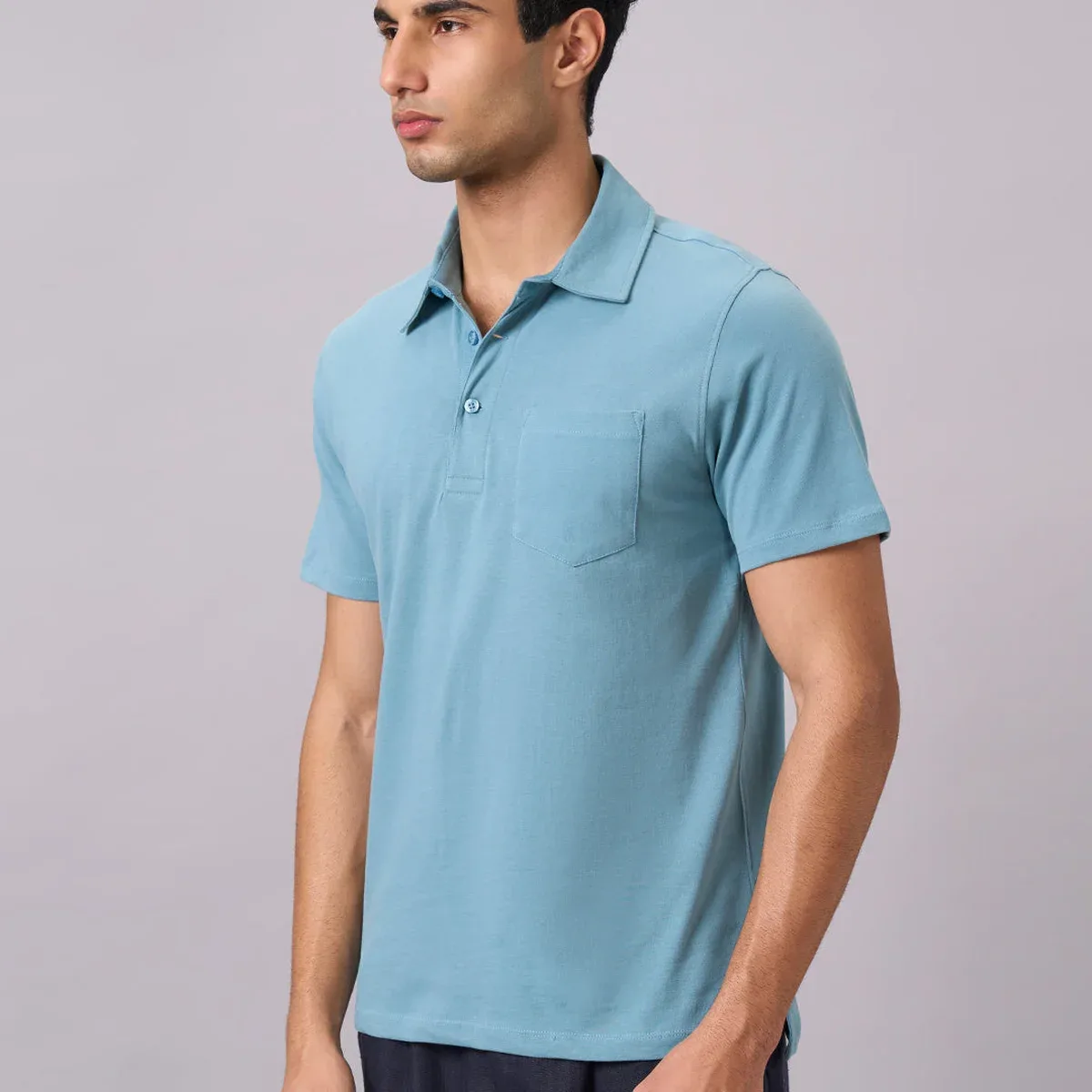 Men’s Organic Cotton Regular Fit Solid Polo T-Shirt Blue, photo 2 of 4