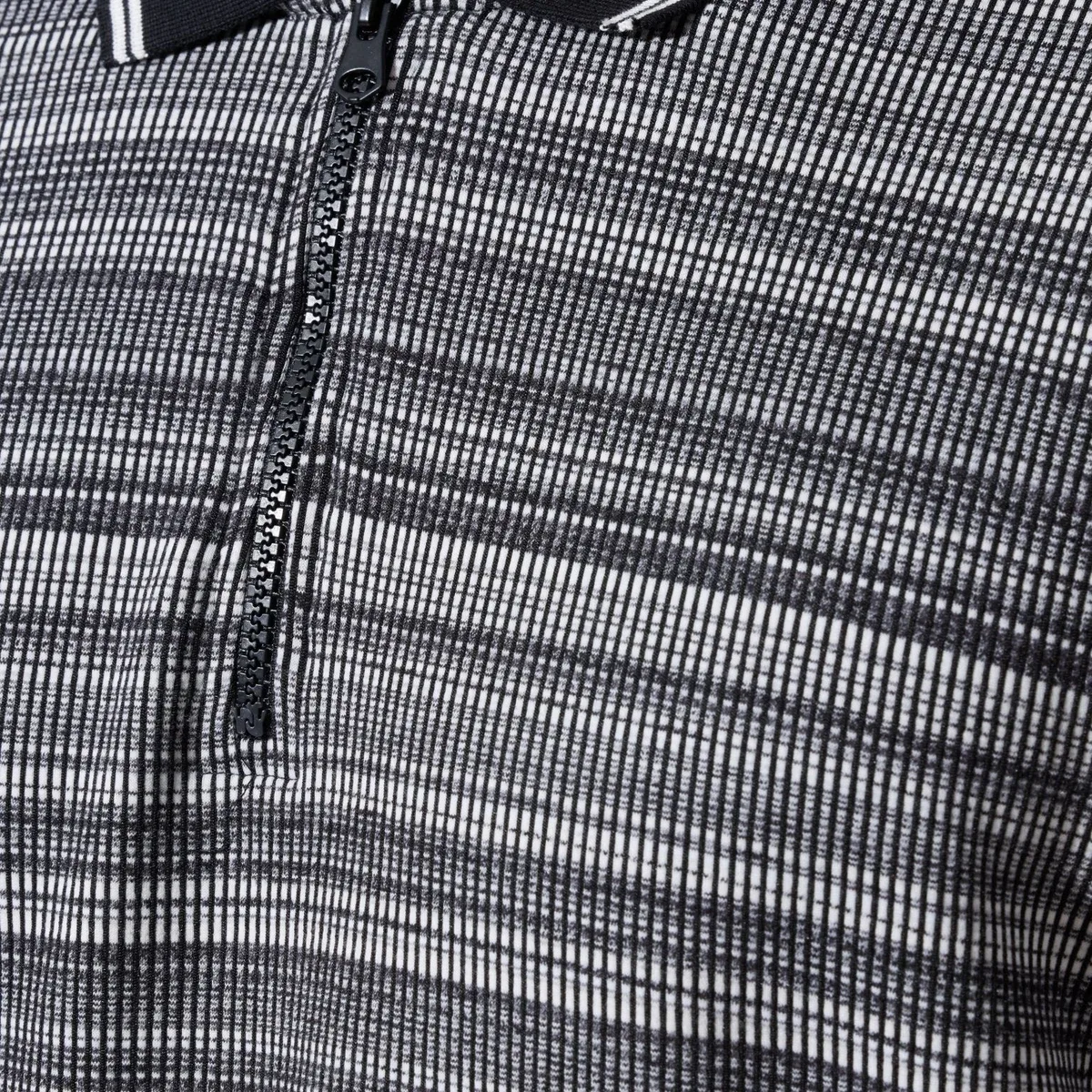 Rusel - Black Striped Half Zip Regular Polo T-Shirt, photo 3 of 4