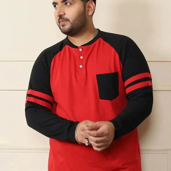 Men Plus Size Maje Colorblock Henley Tshirt