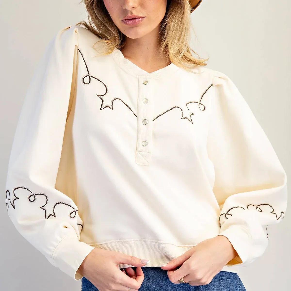 EMBROIDERED HENLEY TOP, photo 4 of 4