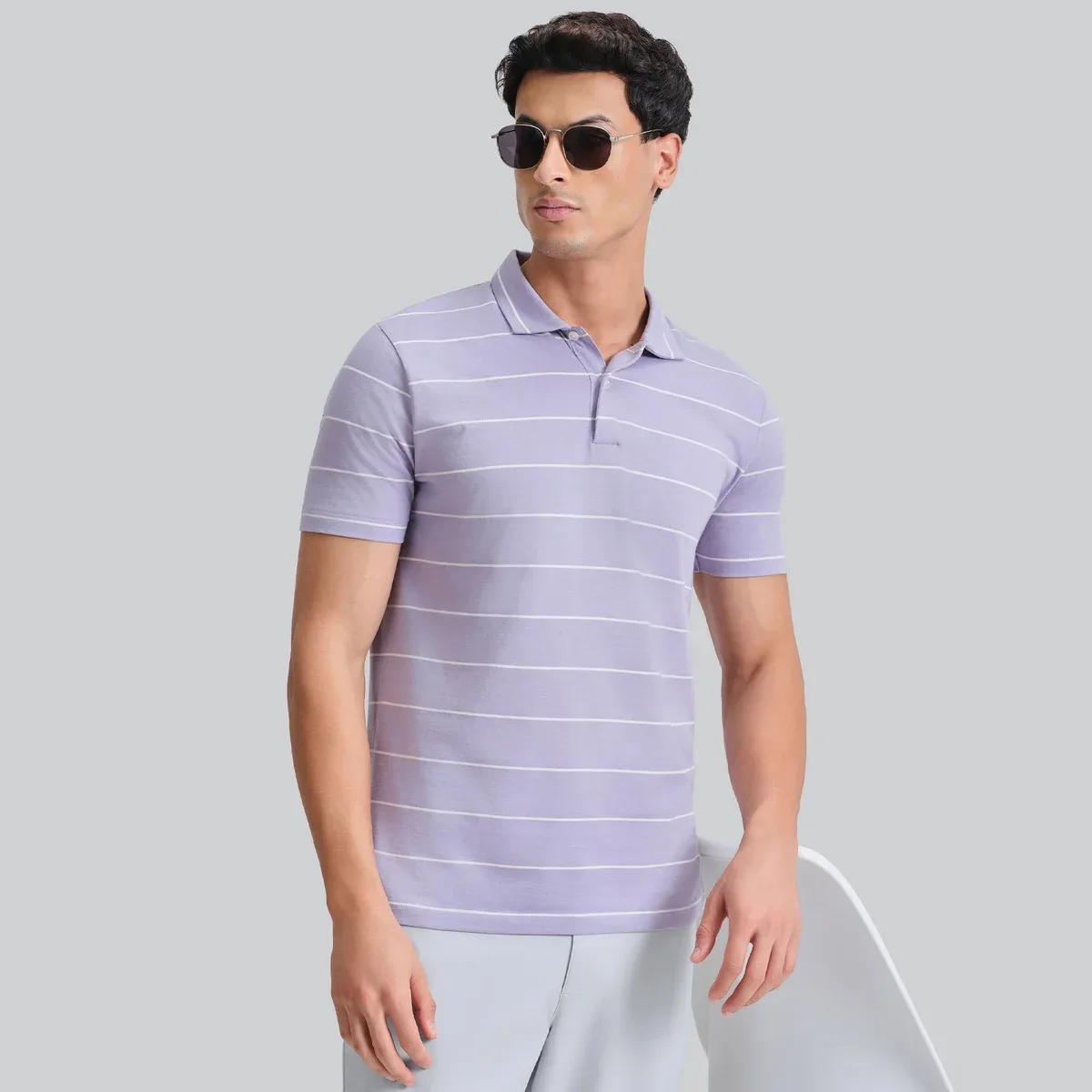 Linea Cotton Polo T-shirt - Misty Lilac, photo 1 of 4