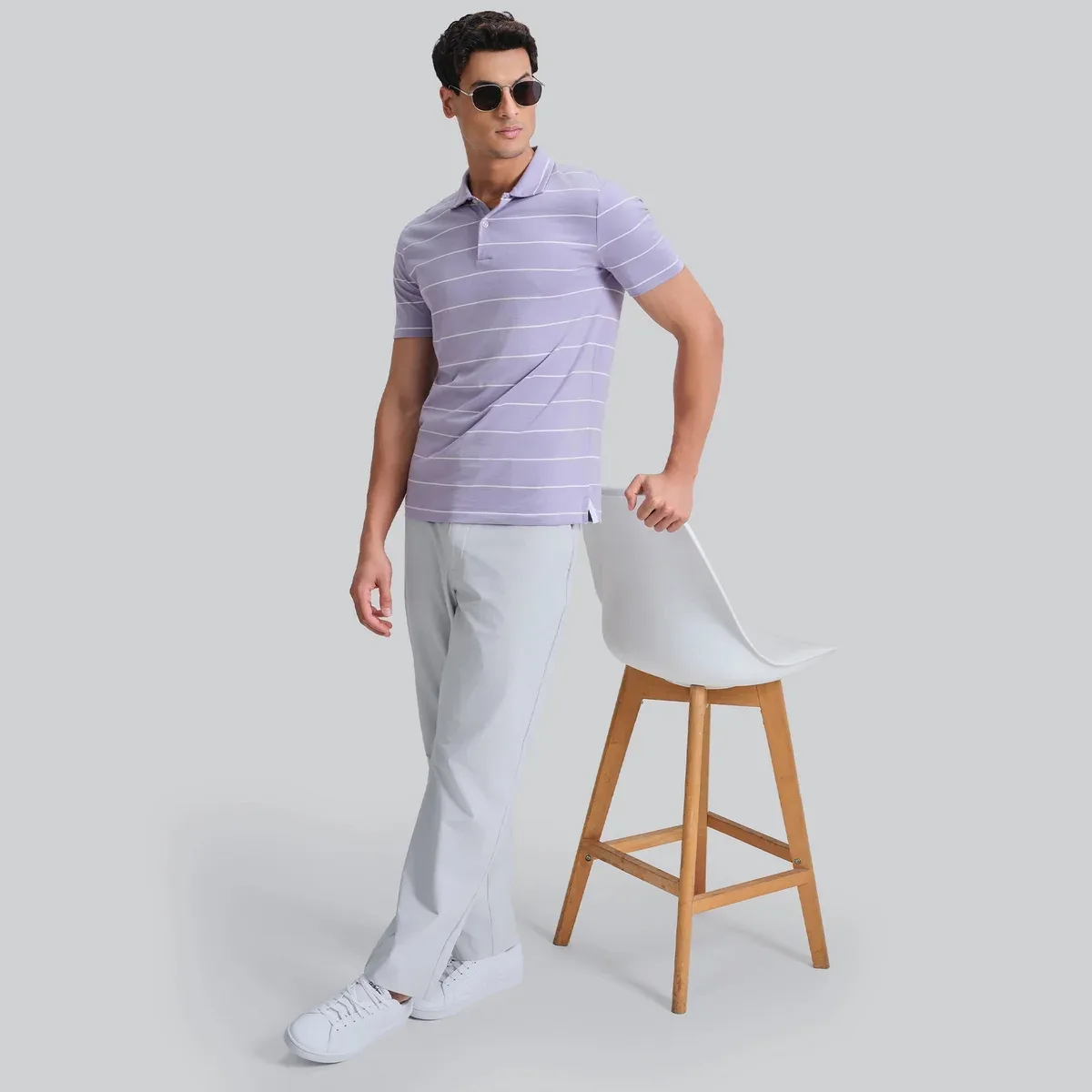 Linea Cotton Polo T-shirt - Misty Lilac, photo 3 of 4