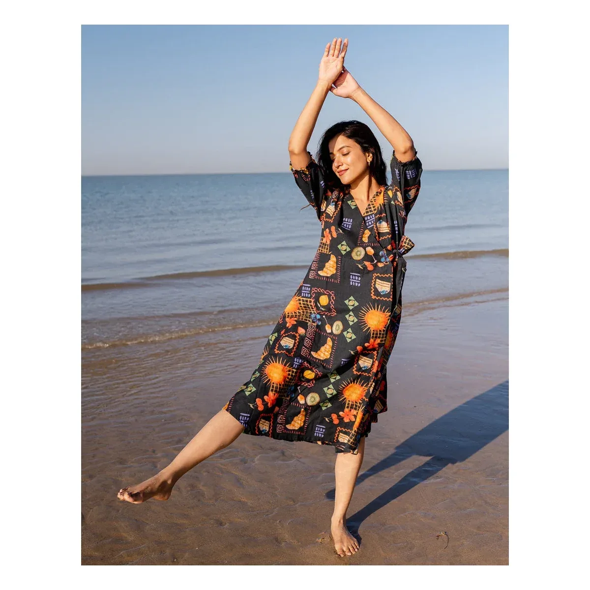 Premium Galaxy Black Wrap Dress, photo 1 of 4