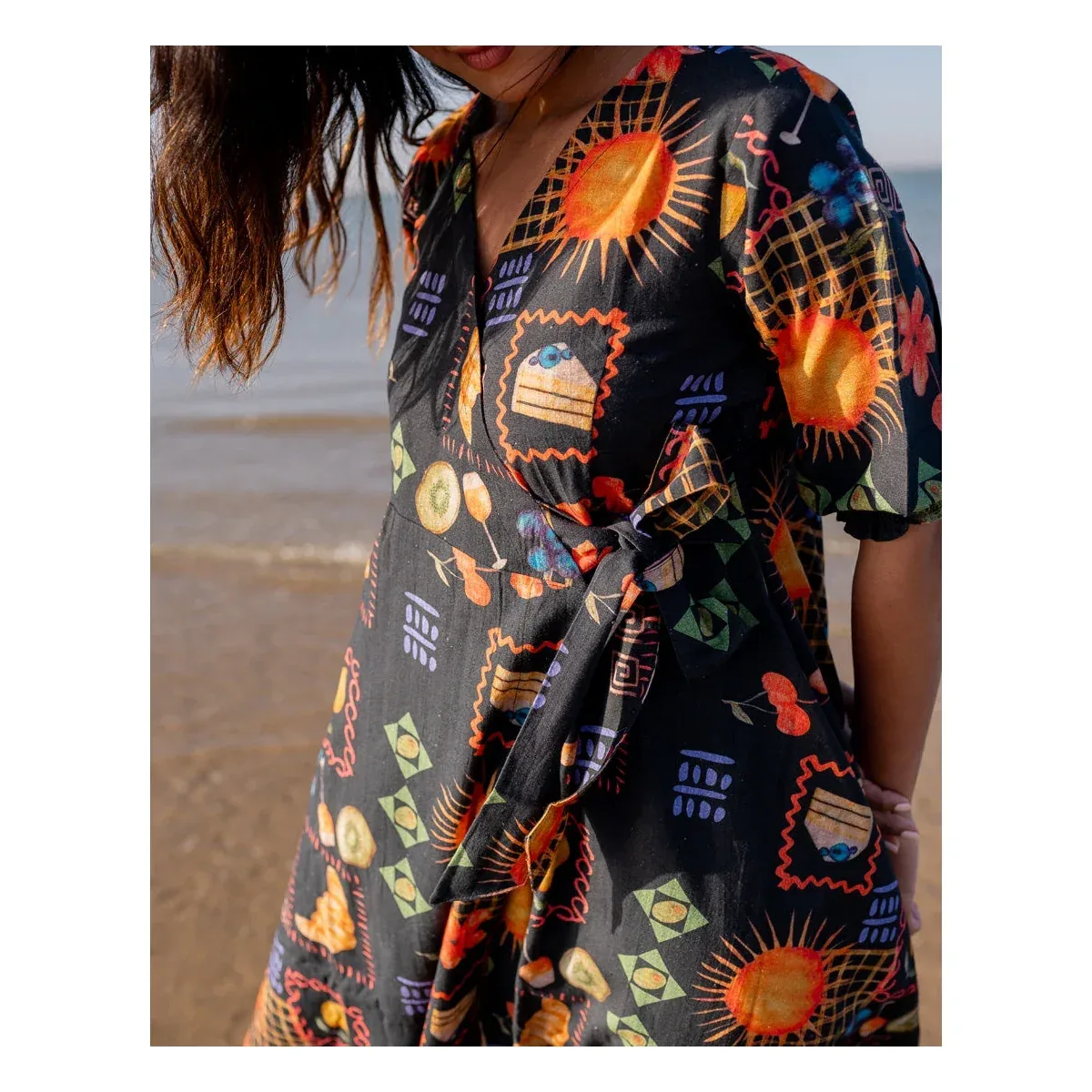 Premium Galaxy Black Wrap Dress, photo 3 of 4