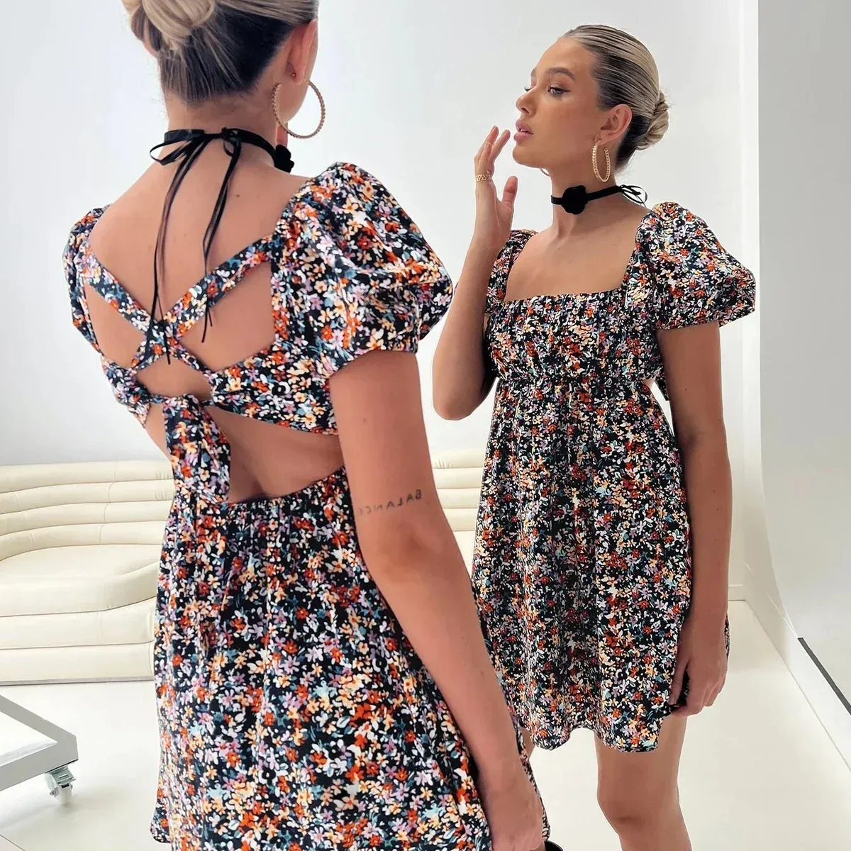 Let's Dance Mini Dress Black Floral, photo 1 of 4