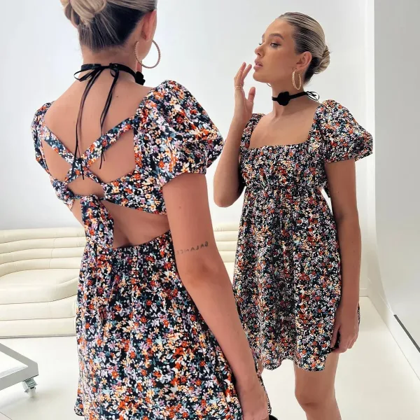 Let's Dance Mini Dress Black Floral