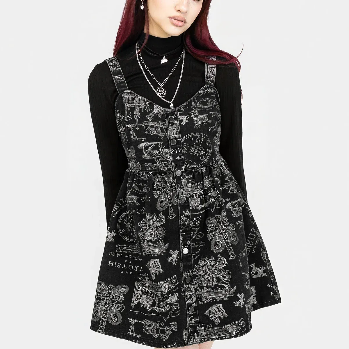 Heresy Button Up Mini Apron Dress, photo 1 of 4