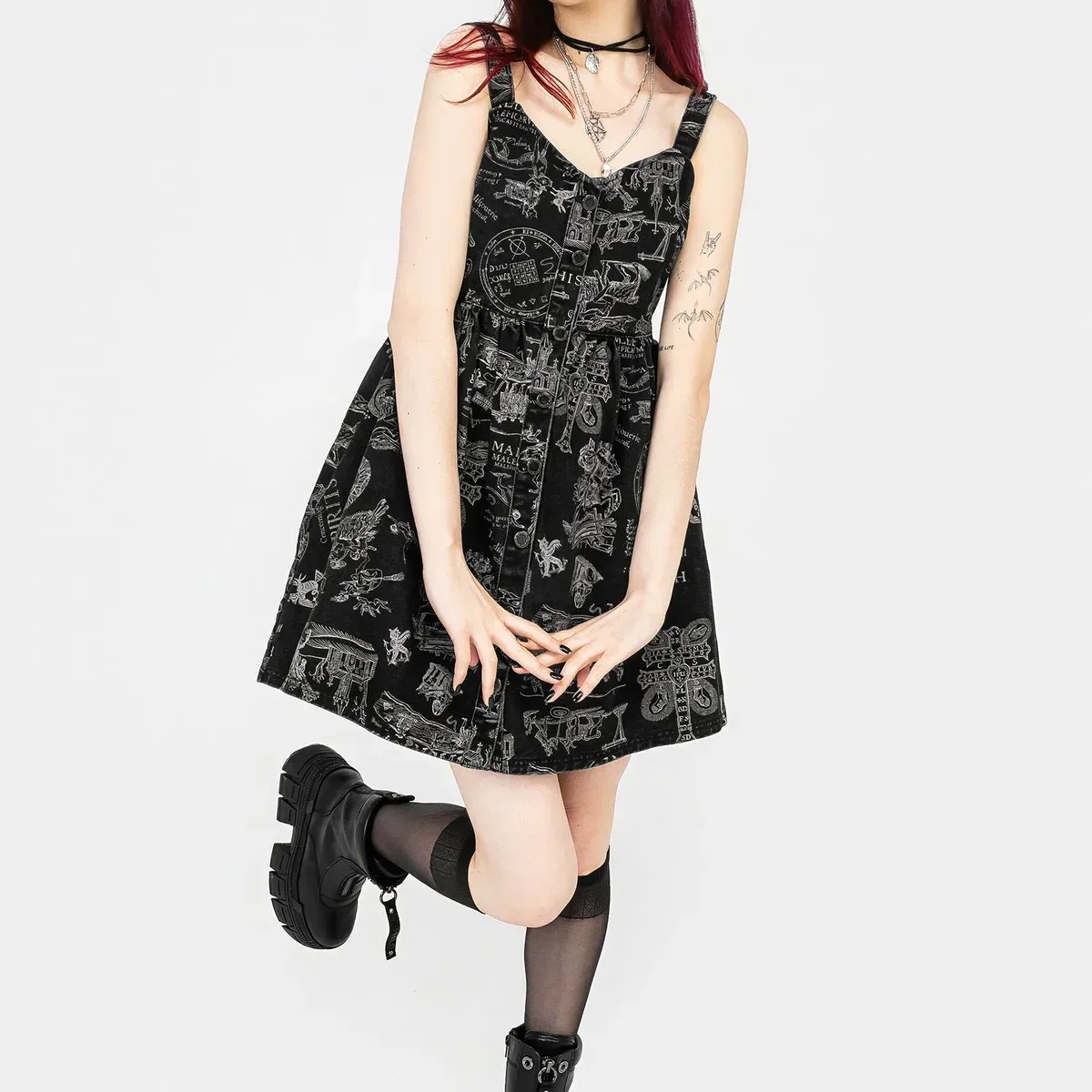 Heresy Button Up Mini Apron Dress, photo 4 of 4