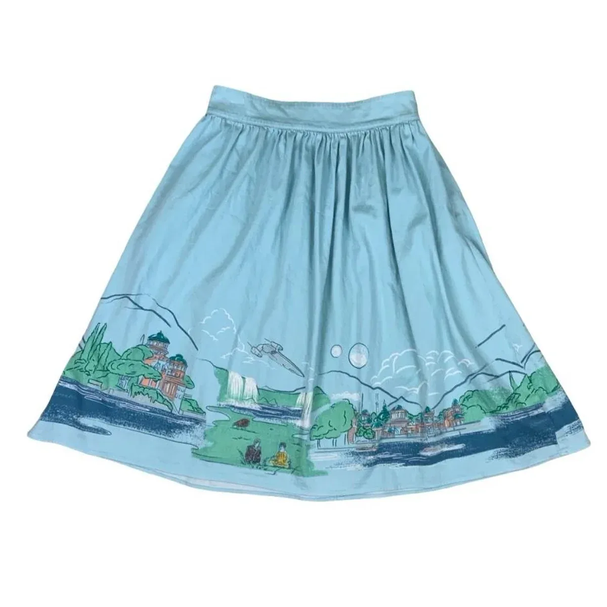 HER UNIVERSE STAR WARS NABOO LANDSCAPE WOVEN RETRO MIDI SKIRT X-SMALL 4 6, photo 2 of 4