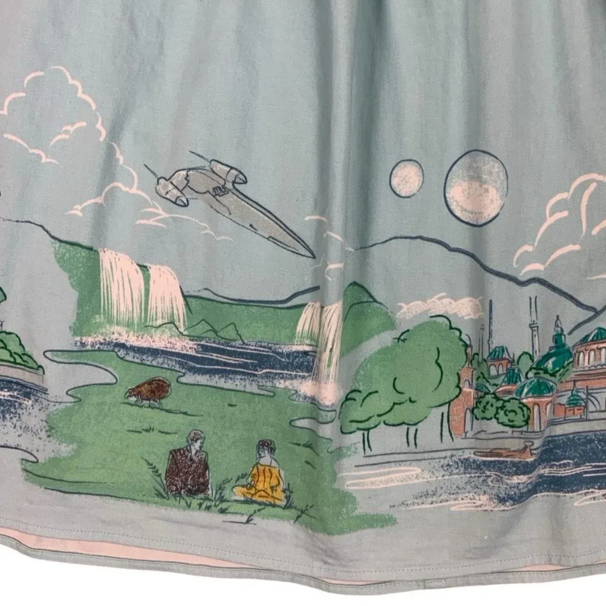 HER UNIVERSE STAR WARS NABOO LANDSCAPE WOVEN RETRO MIDI SKIRT X-SMALL 4 6, photo 3 of 4