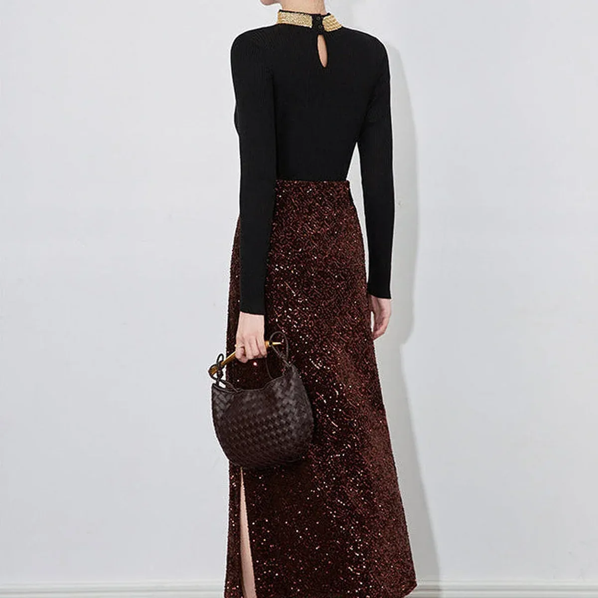 Velvet-Shine Sequin A-Line Midi Skirt, photo 2 of 4