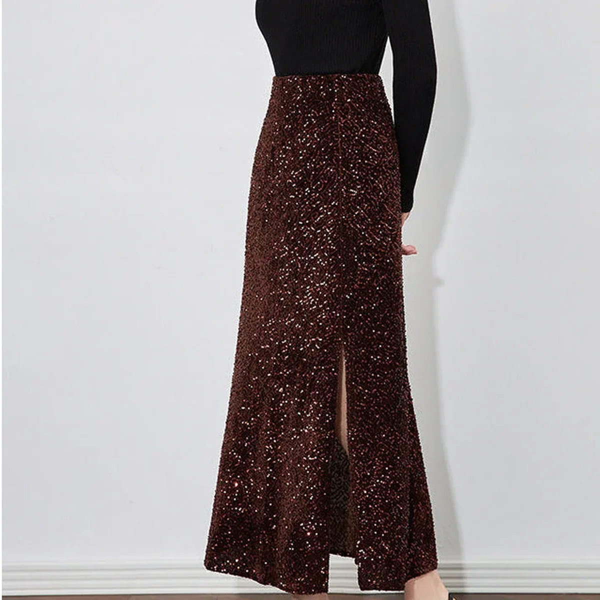 Velvet-Shine Sequin A-Line Midi Skirt, photo 4 of 4