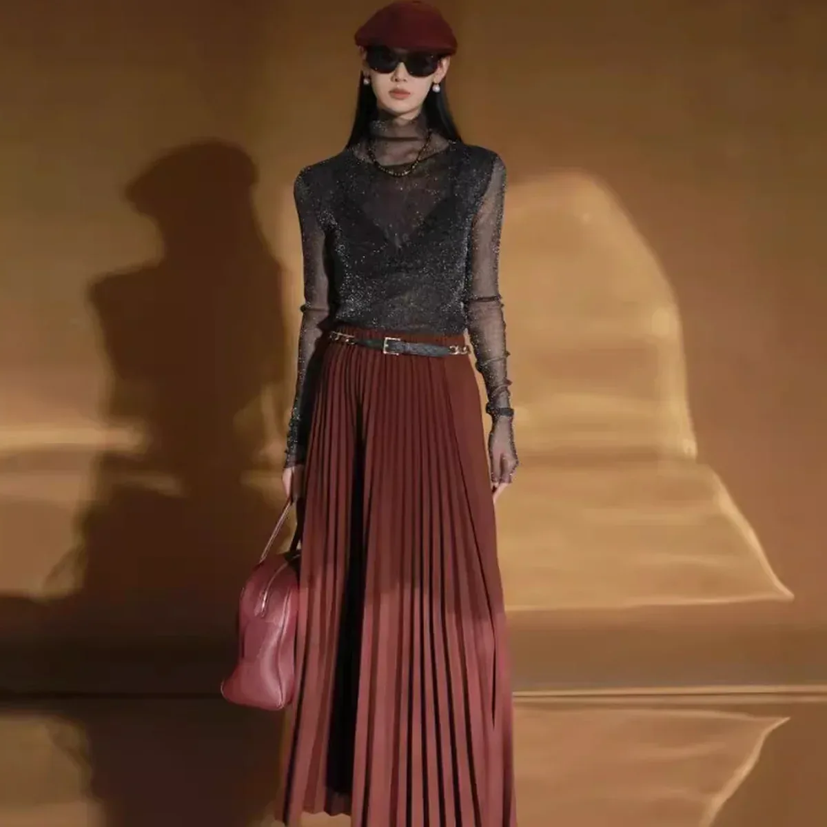 Pleated Knit Midi Skirt - Cashmere Blend Comfort & Elegance, photo 4 of 4