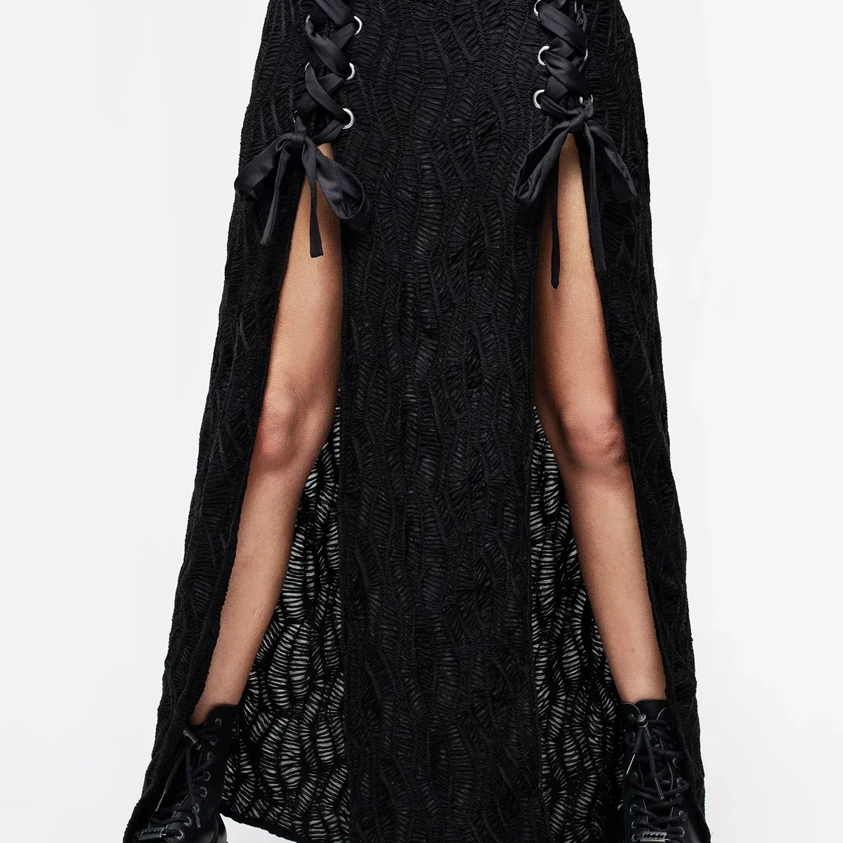Agitate Textured Jersey Split Maxi Skirt, photo 2 of 4