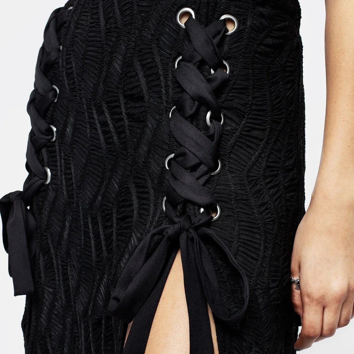 Agitate Textured Jersey Split Maxi Skirt, photo 3 of 4