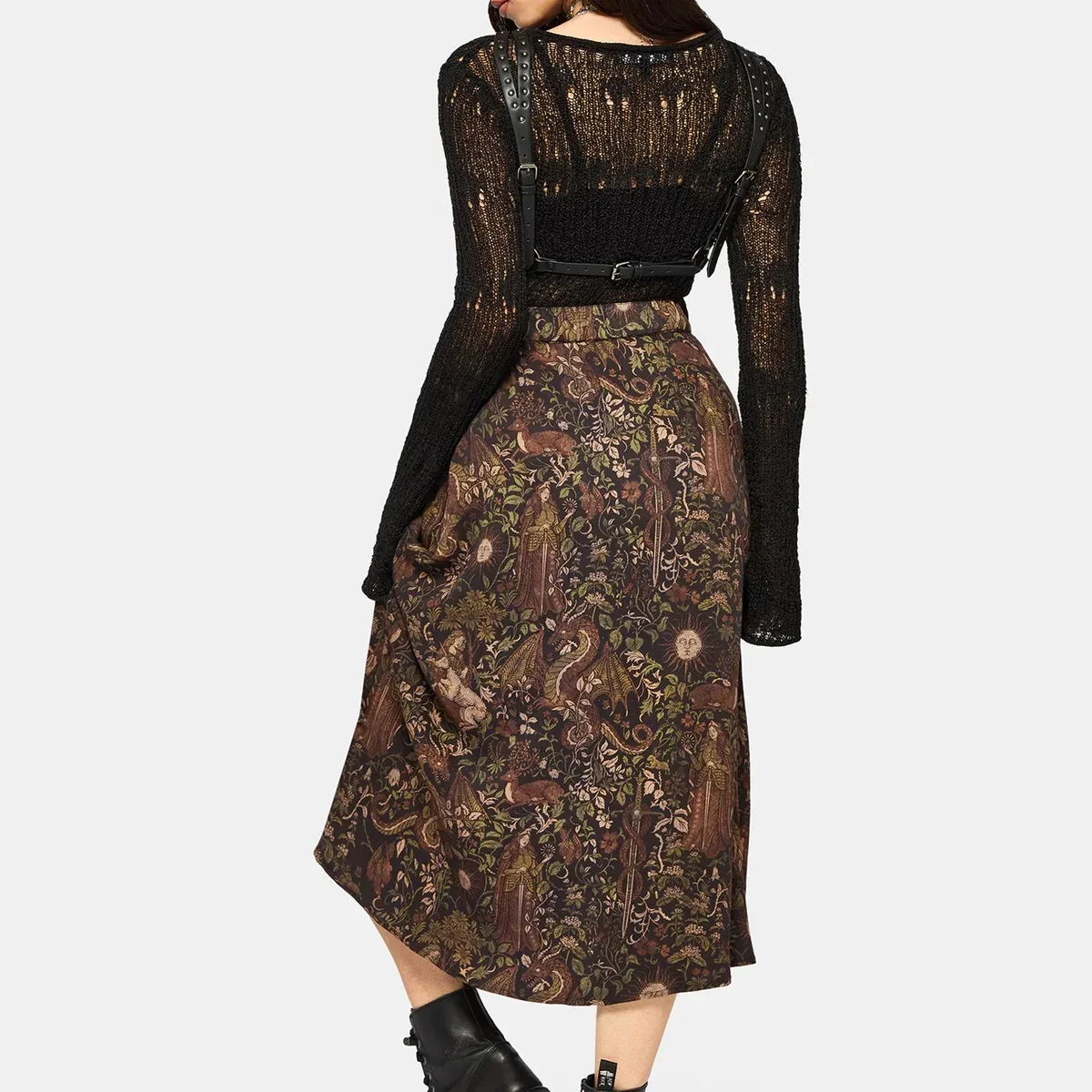 Haunt Medieval Print Buckle Midi Skirt, photo 3 of 4