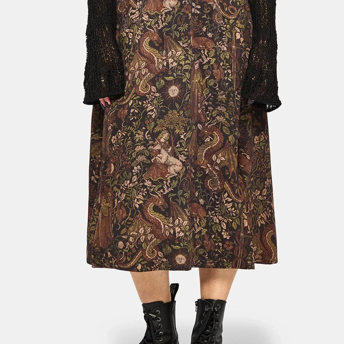 Haunt Medieval Print Buckle Midi Skirt, photo 4 of 4
