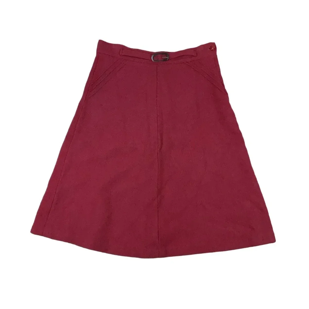 Vintage 60s 70s Red Wool Midi Skirt S 10 12, photo 1 of 4