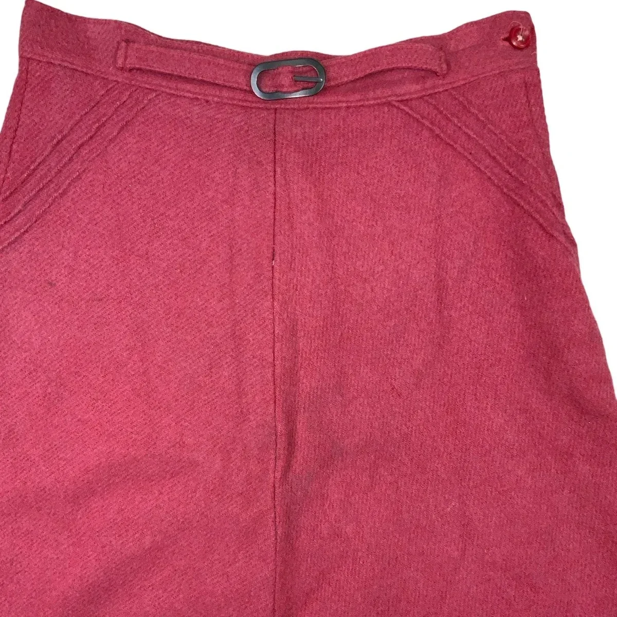 Vintage 60s 70s Red Wool Midi Skirt S 10 12, photo 2 of 4