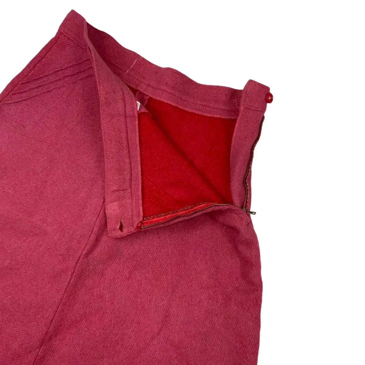 Vintage 60s 70s Red Wool Midi Skirt S 10 12, photo 4 of 4