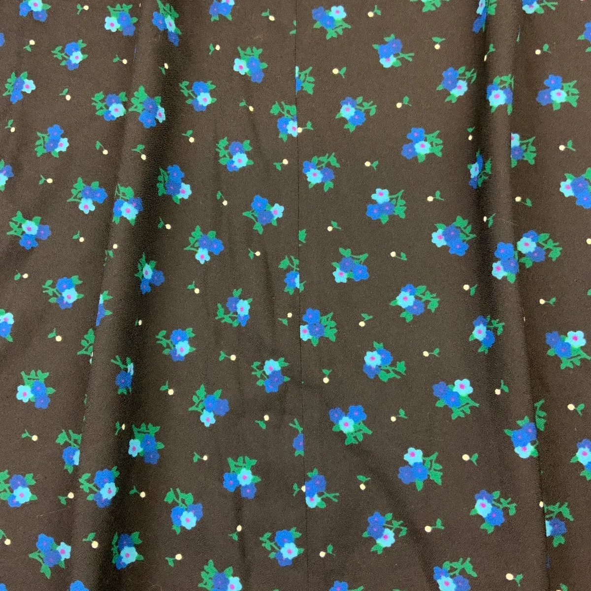 Vintage 60s 70s Black Blue Floral Maxi Skirt XS 4 6, photo 3 of 4