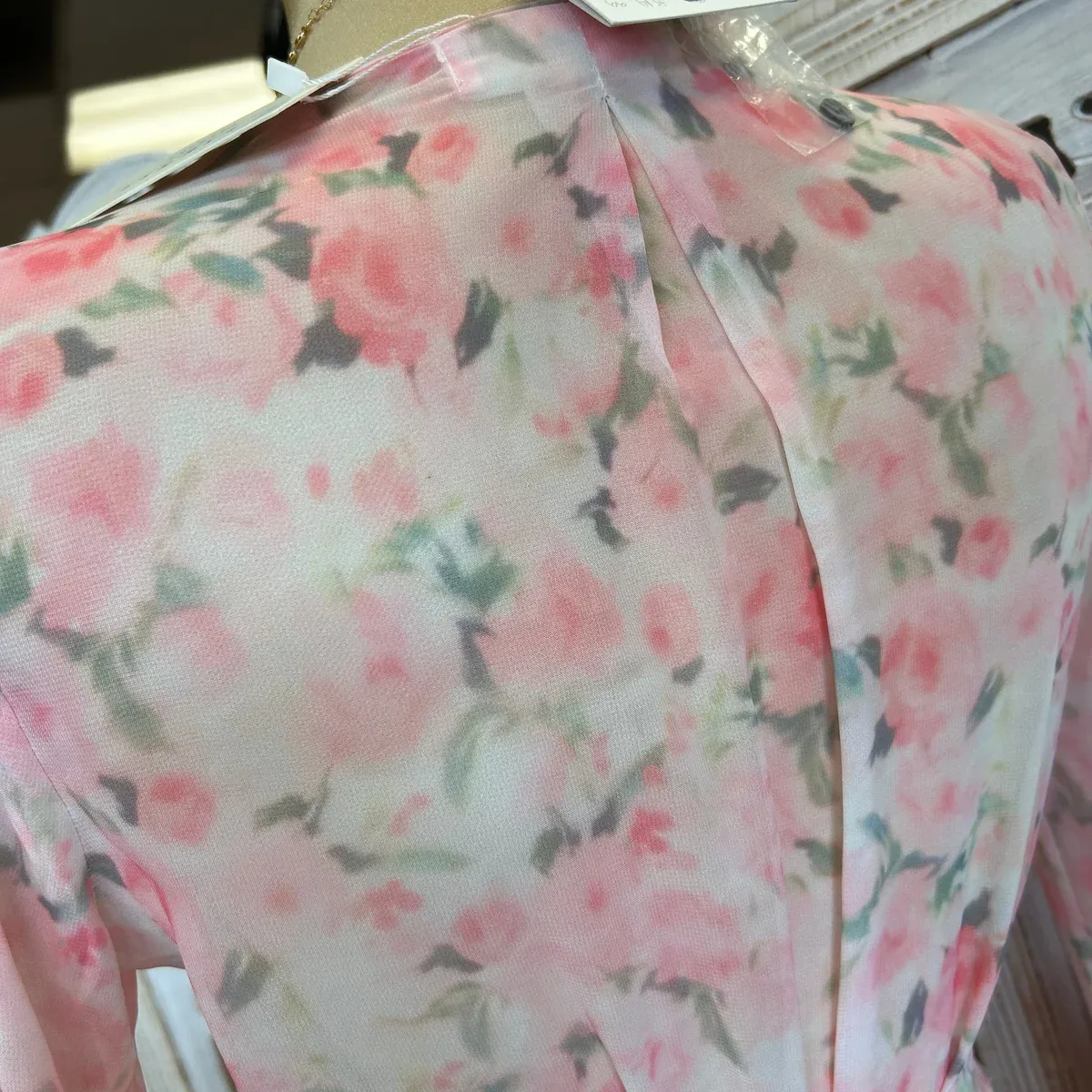 Pink Floral Wrapped Maxi Dress- Slightly Stretchy, photo 4 of 4
