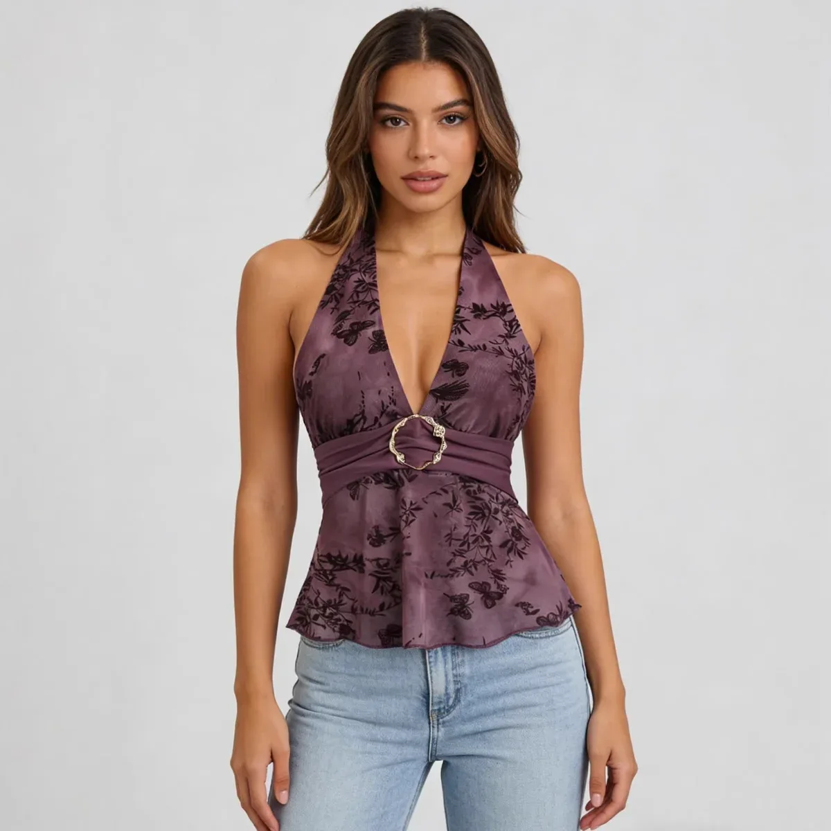 Mesh Halter Strap Camisole Top, photo 1 of 4