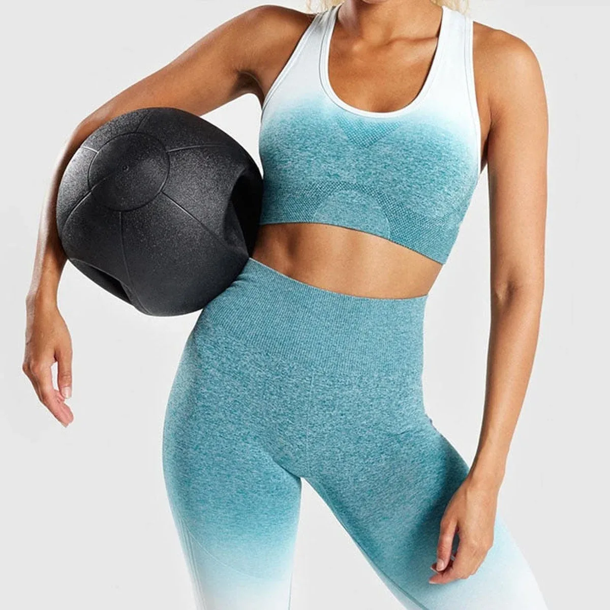 Ombre Seamless Sports Bra Push Up Gym Women Girls Fitness Bra Padded Energy Seamless Crop Top Femme Shark Yoga, photo 1 of 4