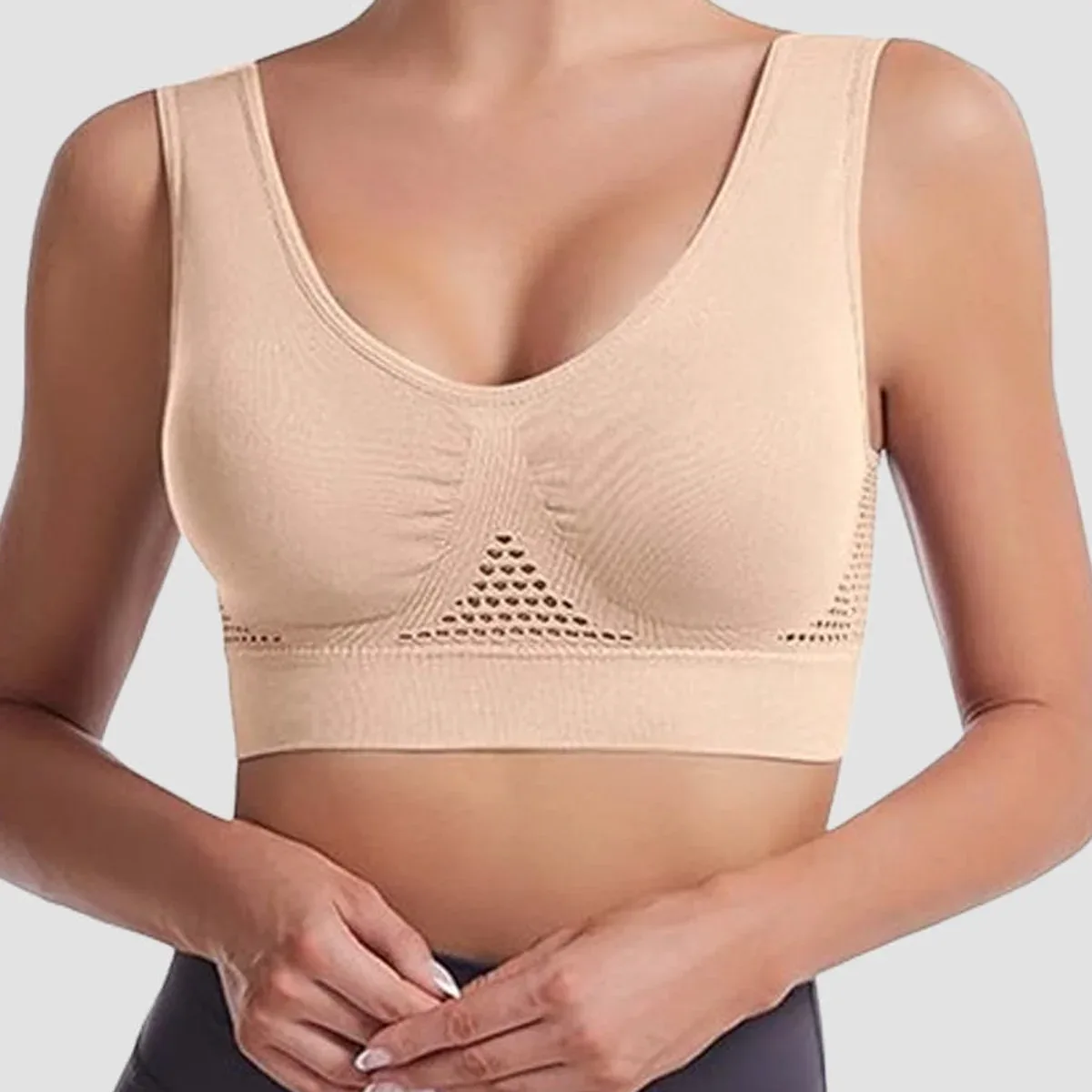 Women's Hollow Out Anti-Sagging High Support Sports Bra Breathable Yoga Top Bras - By Qivii, photo 2 of 4