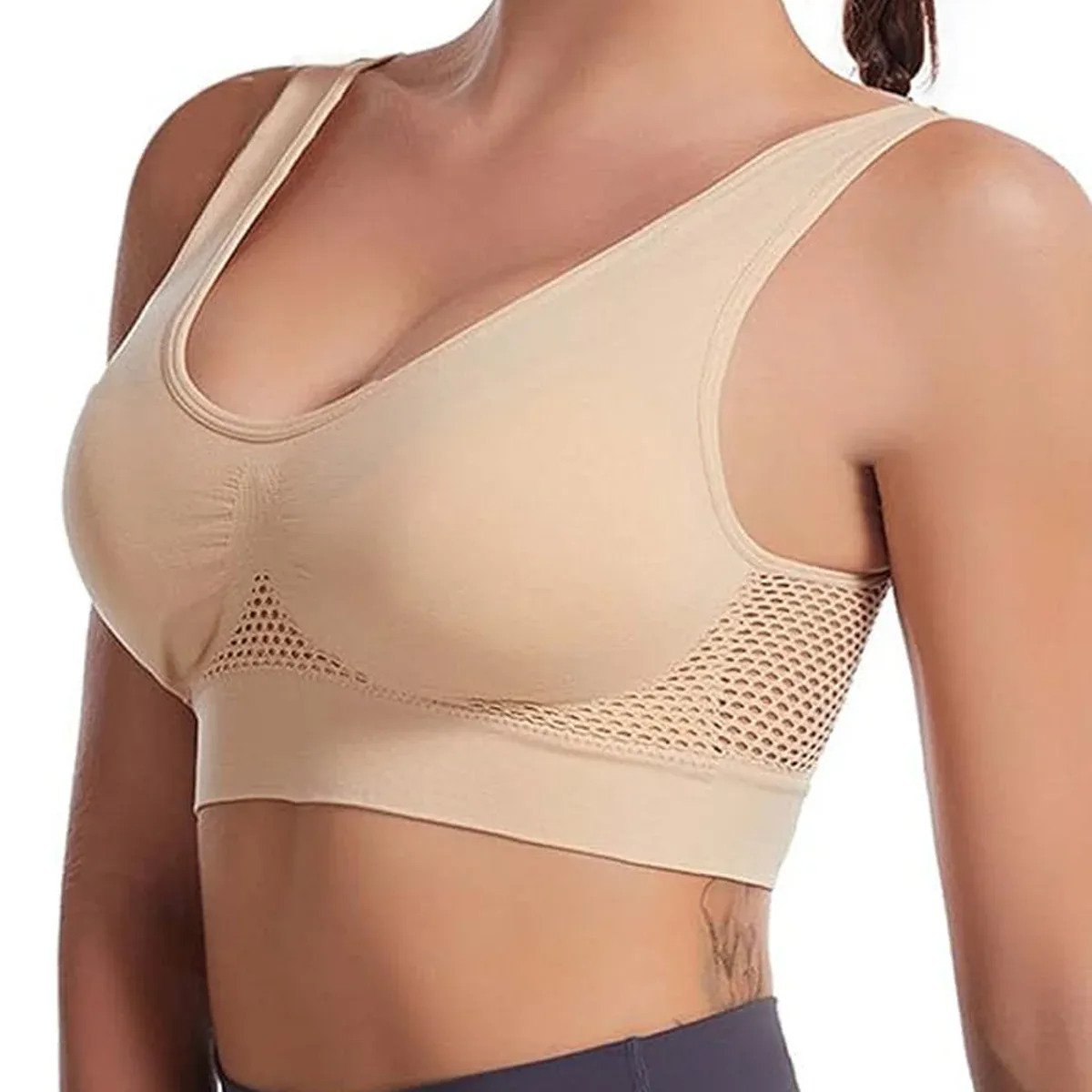 Women's Hollow Out Anti-Sagging High Support Sports Bra Breathable Yoga Top Bras - By Qivii, photo 3 of 4