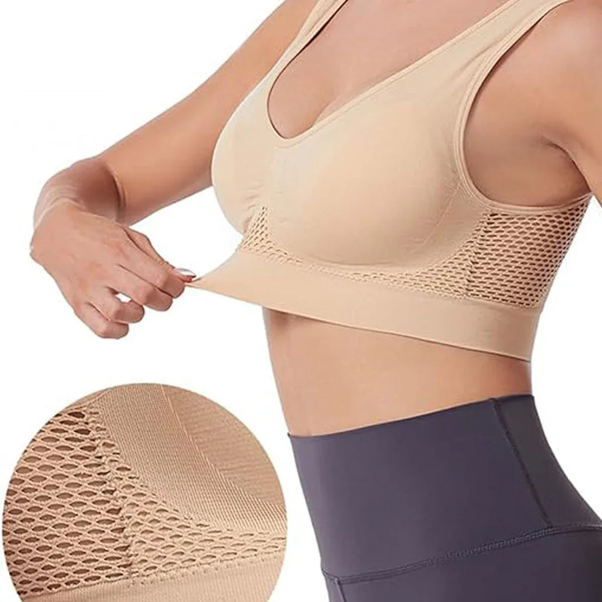 Women's Hollow Out Anti-Sagging High Support Sports Bra Breathable Yoga Top Bras - By Qivii, photo 4 of 4