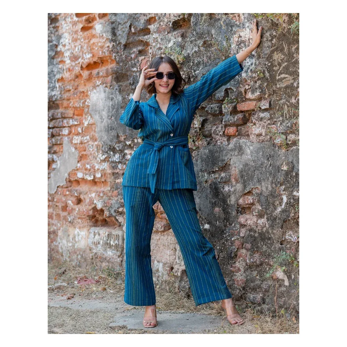 Premium Peacock Blue Blazer Co-ord Set, photo 1 of 4