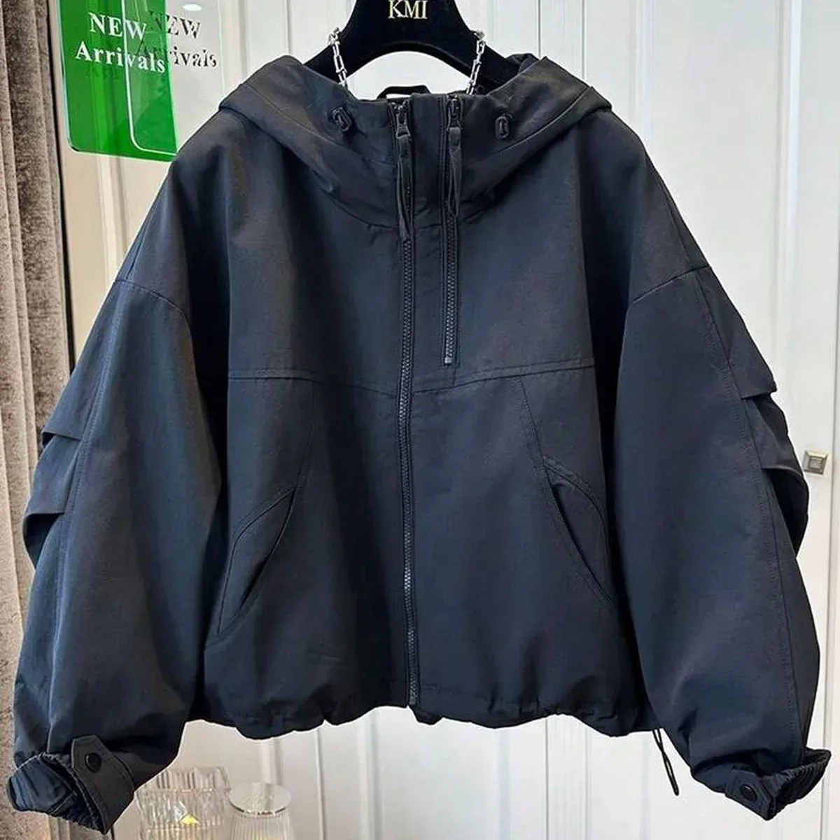 Spring/Autumn Loose Hooded Windbreaker Jacket For Women, photo 3 of 4