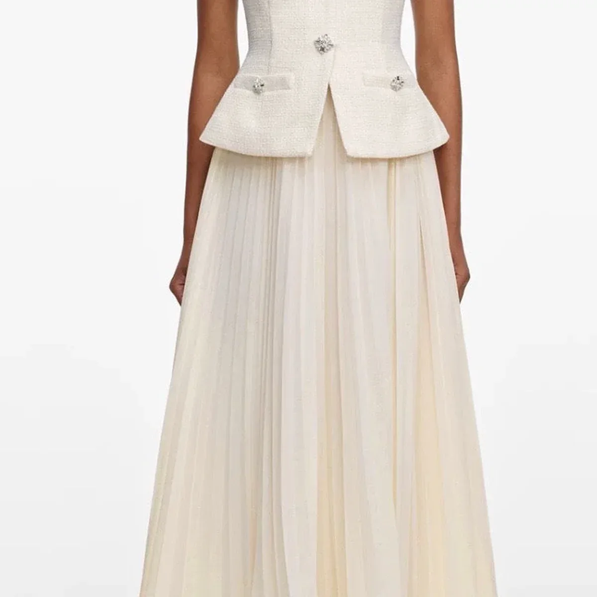 Chic Buttoned Blazer & Pleated Midi Skirt Set, photo 3 of 4
